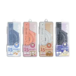 筆樂 PENROTE 柴柴語錄 鋁合金尺組-直尺+三角板+量角器 DTD5043(數學 製圖 學生 開學)