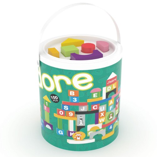 J'adore 100片木製積木桶